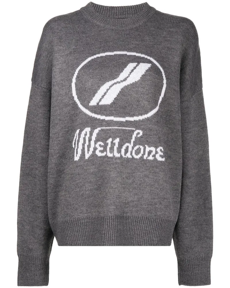 WE 11 DONE Pullover mit Logo Grau