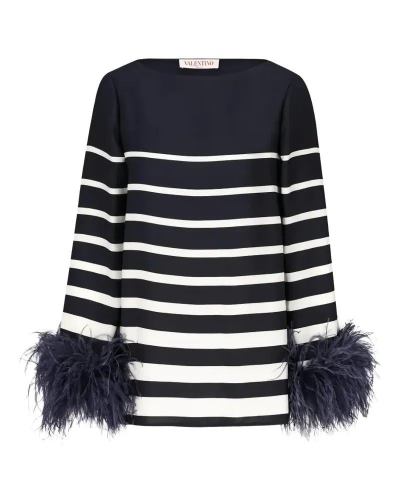 Valentino Garavani striped feather-trimmed blouse - Schwarz Schwarz