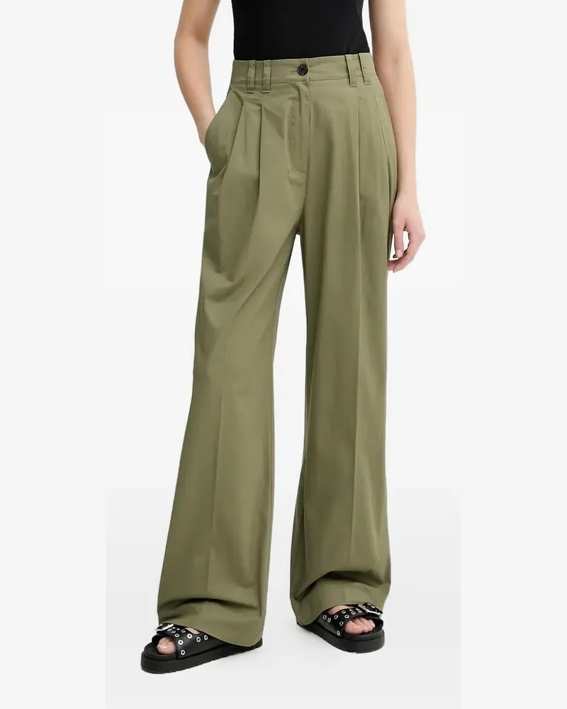 Marc O'Polo Wide-Leg-Hose mit Bundfalten - Grün Grün