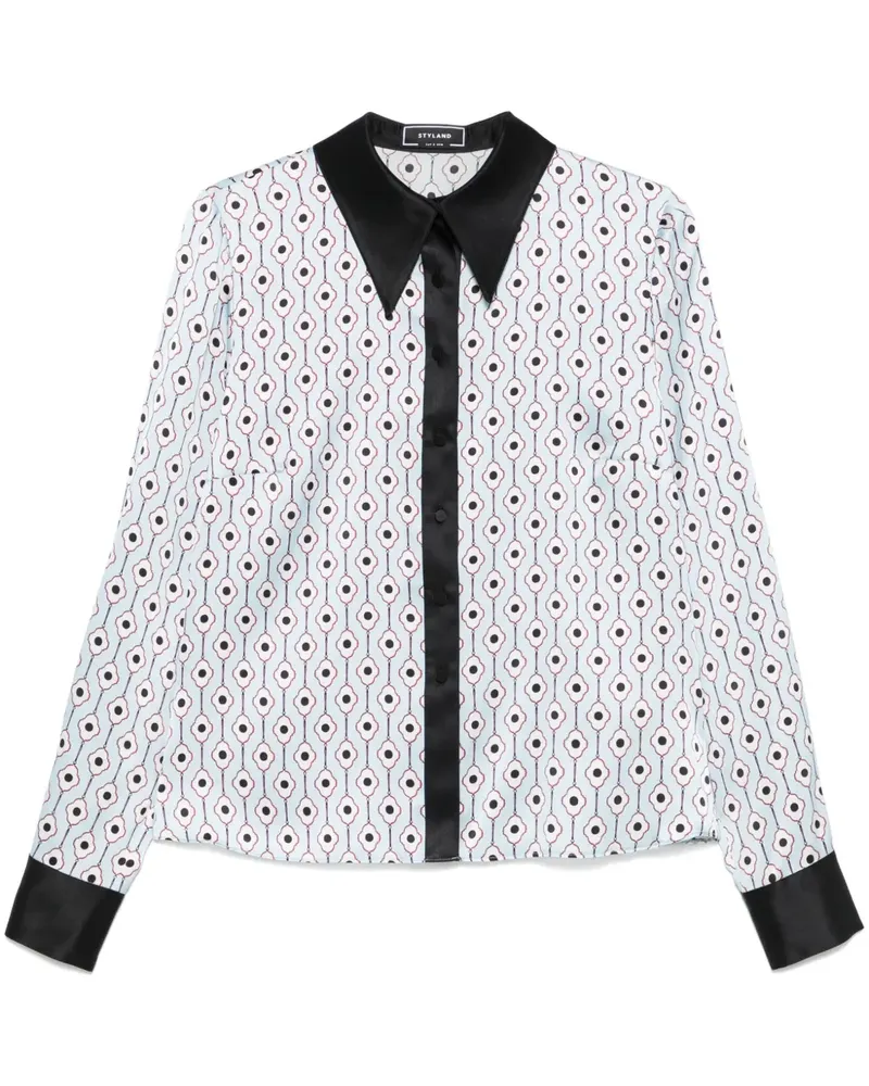 STYLAND Hemd mit Blumen-Print - Blau Blau