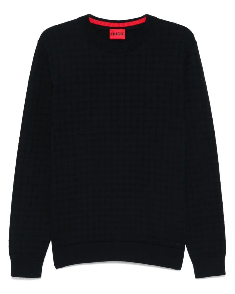 HUGO BOSS Pullover mit Gittermuster - Blau Blau