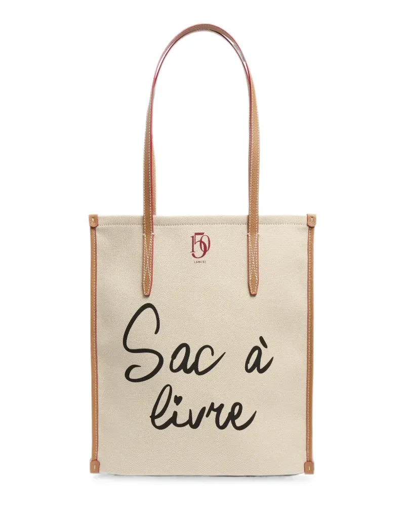 Lancel canvas leather-trim tote bag - Nude Nude