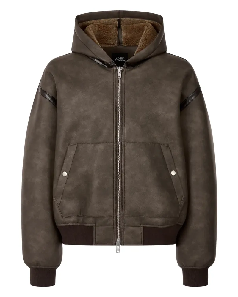 STUDIO TOMBOY hooded faux leather jacket - Braun Braun