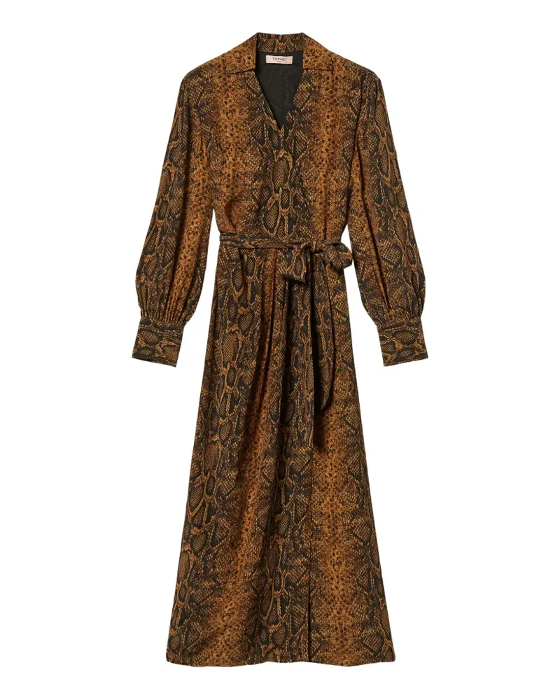 Twin-Set Langes Kleid mit Python-Print - Braun Braun