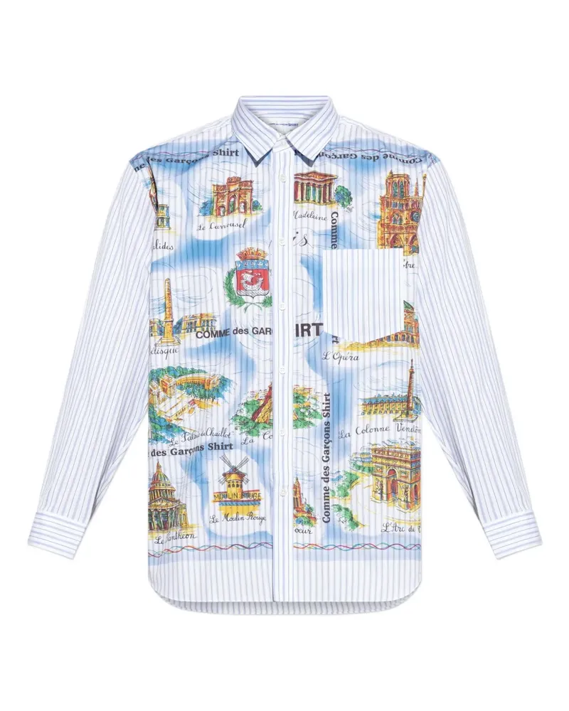 Comme des Garçons graphic print striped shirt - Blau Blau