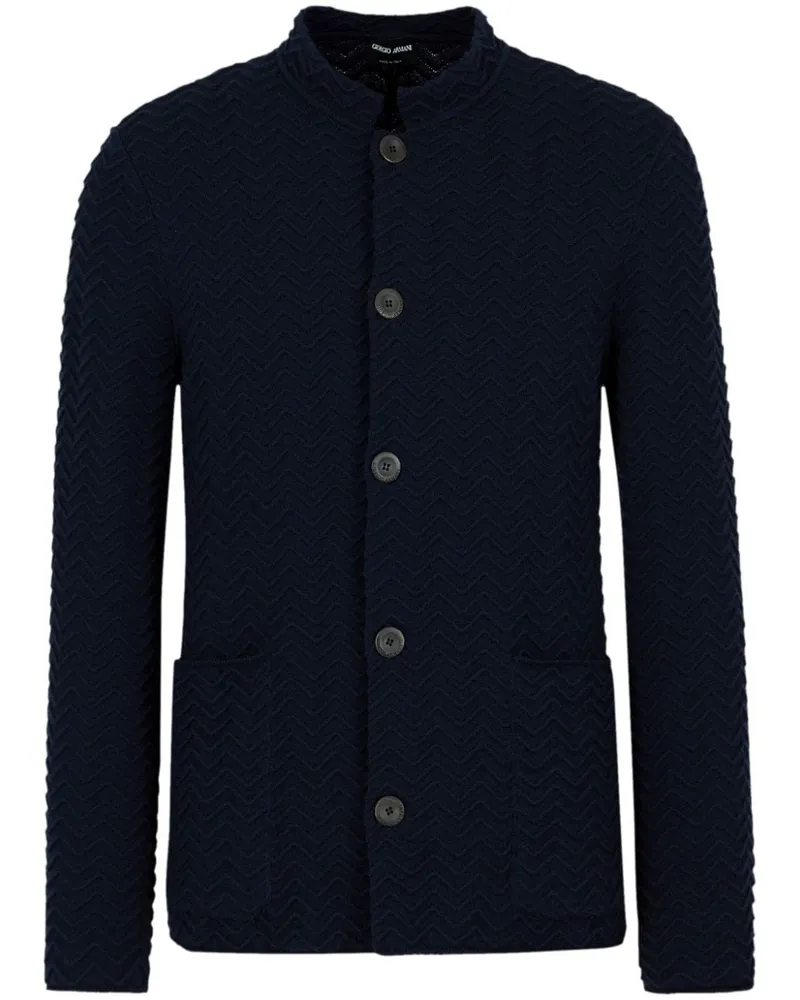 Giorgio Armani Cardigan mit Zickzackstickerei - Blau Blau