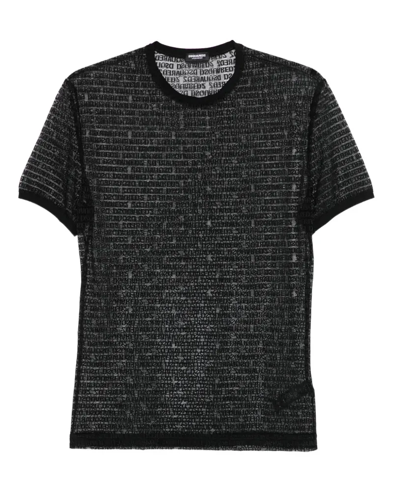 Dsquared2 T-Shirt aus Mesh mit Logo-Print - Schwarz Schwarz