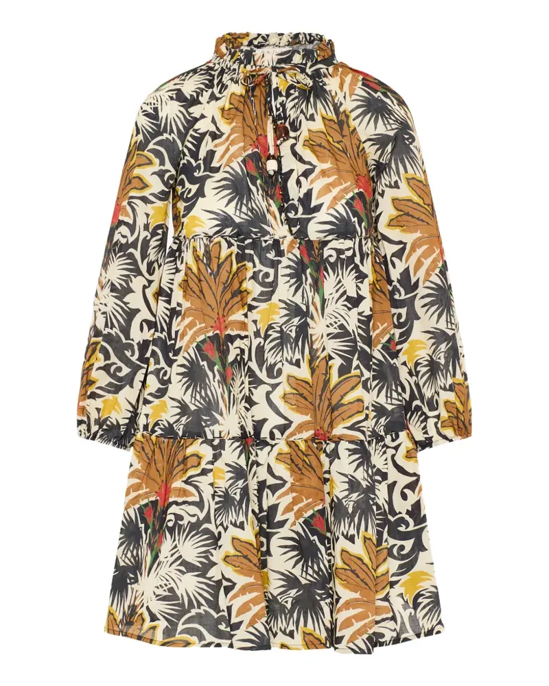 Anjuna Clara leaf-print tiered mini dress - Nude Nude