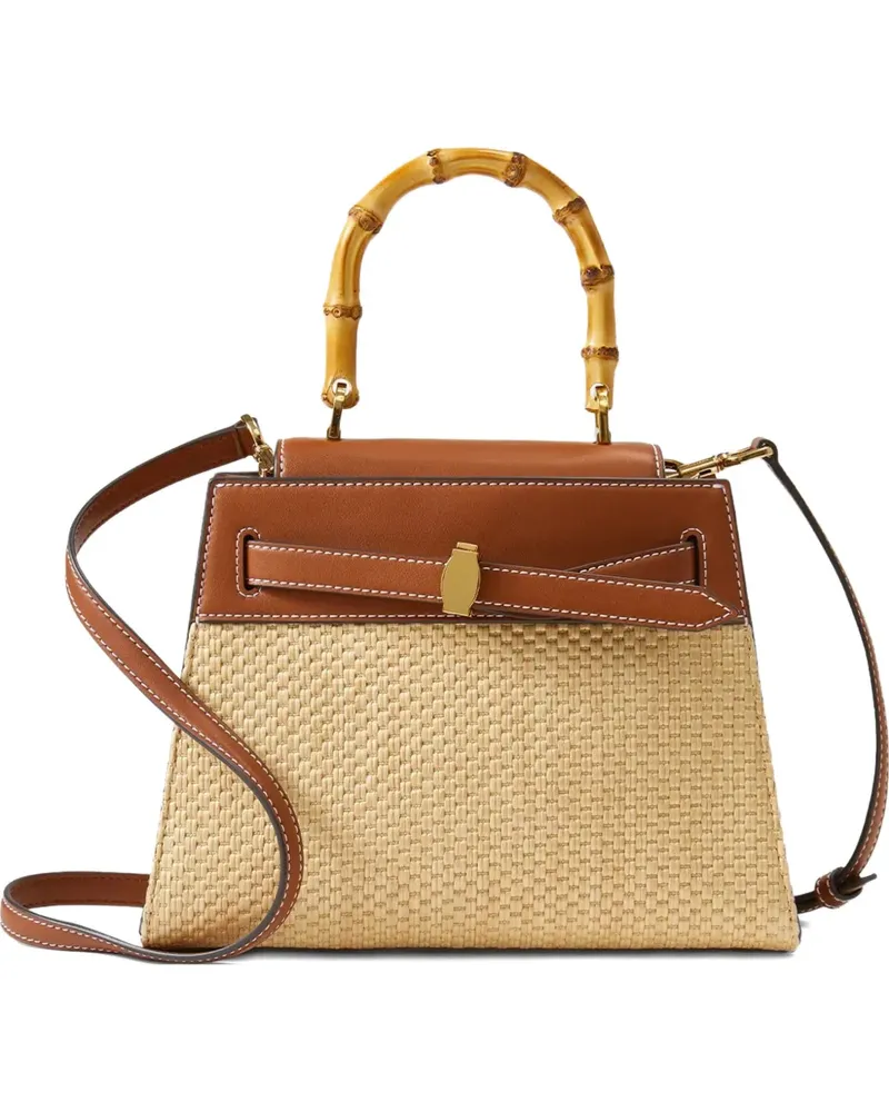 Veronica Beard bamboo-handle raffia tote bag - Nude Nude