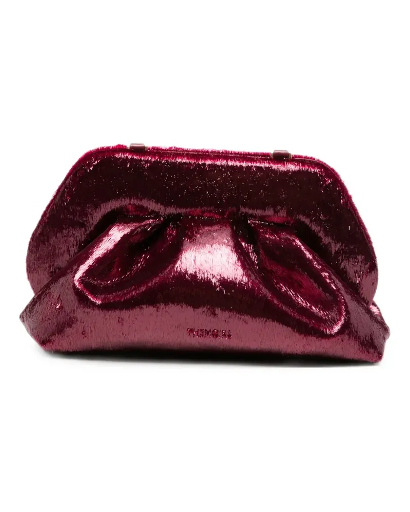 THEMOIRÈ metallic-effect gathered clutch bag - Violett Violett