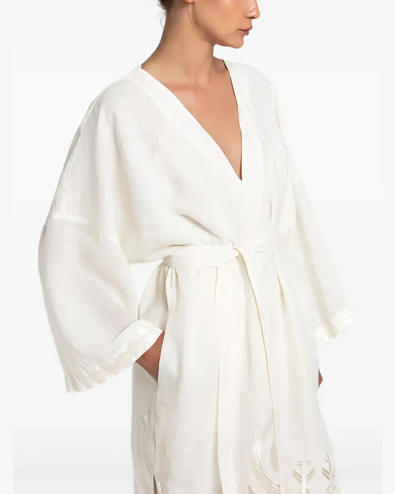 Greek Archaic Kori Bestickte Bluse mit Gürtel - Nude Nude