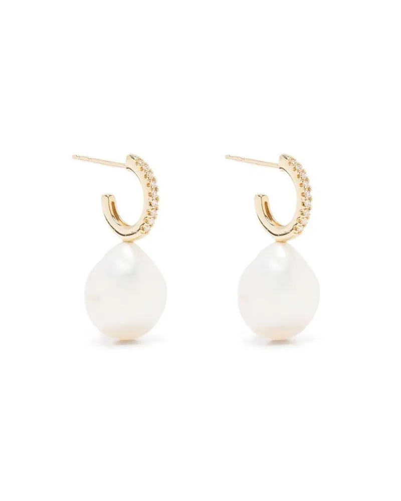 MIZUKI 14kt Gelbgold-Perlenohrringe mit Diamanten Gold