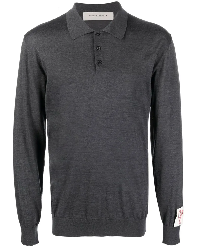 Golden Goose Poloshirt mit Logo-Patch - Grau Grau