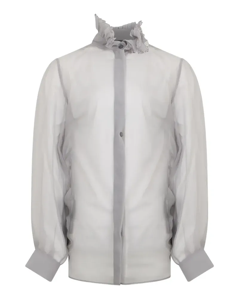 Alberta Ferretti Hemd mit Rüschenkragen - Grau Grau