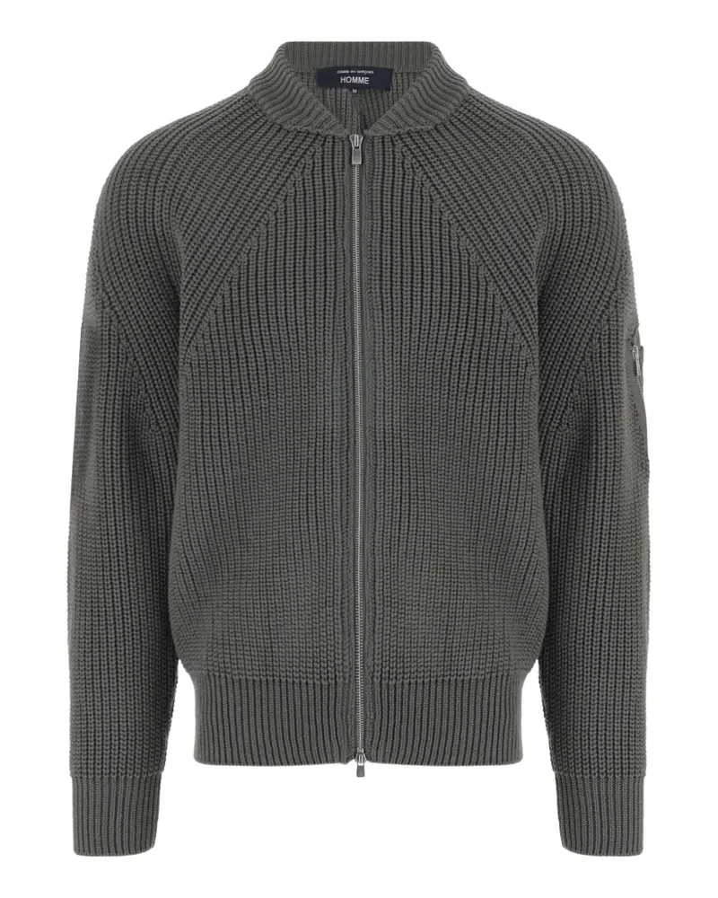 Comme des Garçons ribbed-knit sleeve-pocket cardigan - Grün Grün