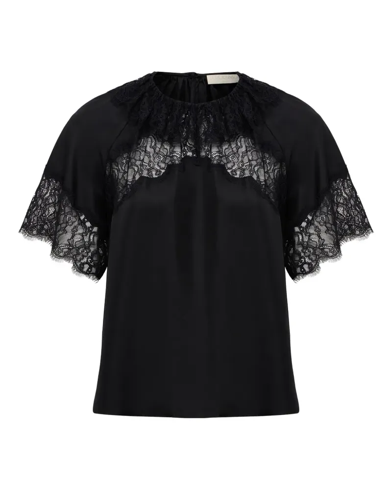 Ulla Johnson Nina lace-trim silk blouse - Schwarz Schwarz