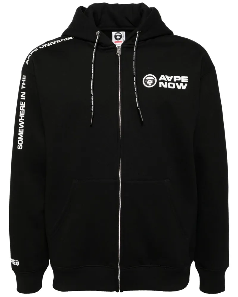 BAPE Kapuzenjacke mit Logo-Patch - Schwarz Schwarz