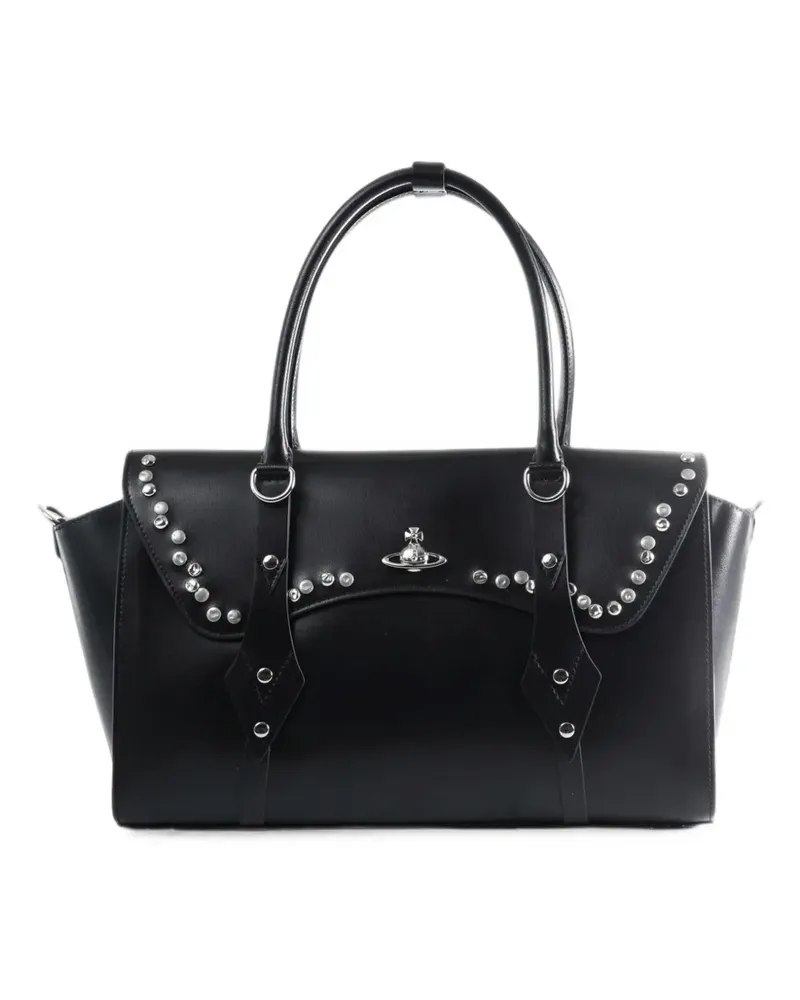 Vivienne Westwood Mittelgroße Bettina Tote Bag mit Orbplakette und Nieten - Schwarz Schwarz