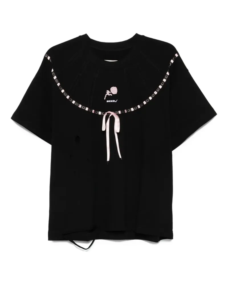 Seen Users Altered Dreamwear T-Shirt mit Schleife - Schwarz Schwarz