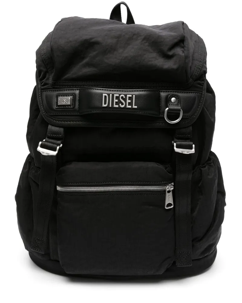 Diesel Großer Logos Rucksack - Schwarz Schwarz