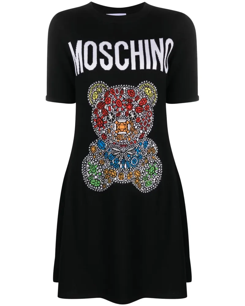 Moschino T-Shirtkleid mit Logo-Print - Schwarz Schwarz