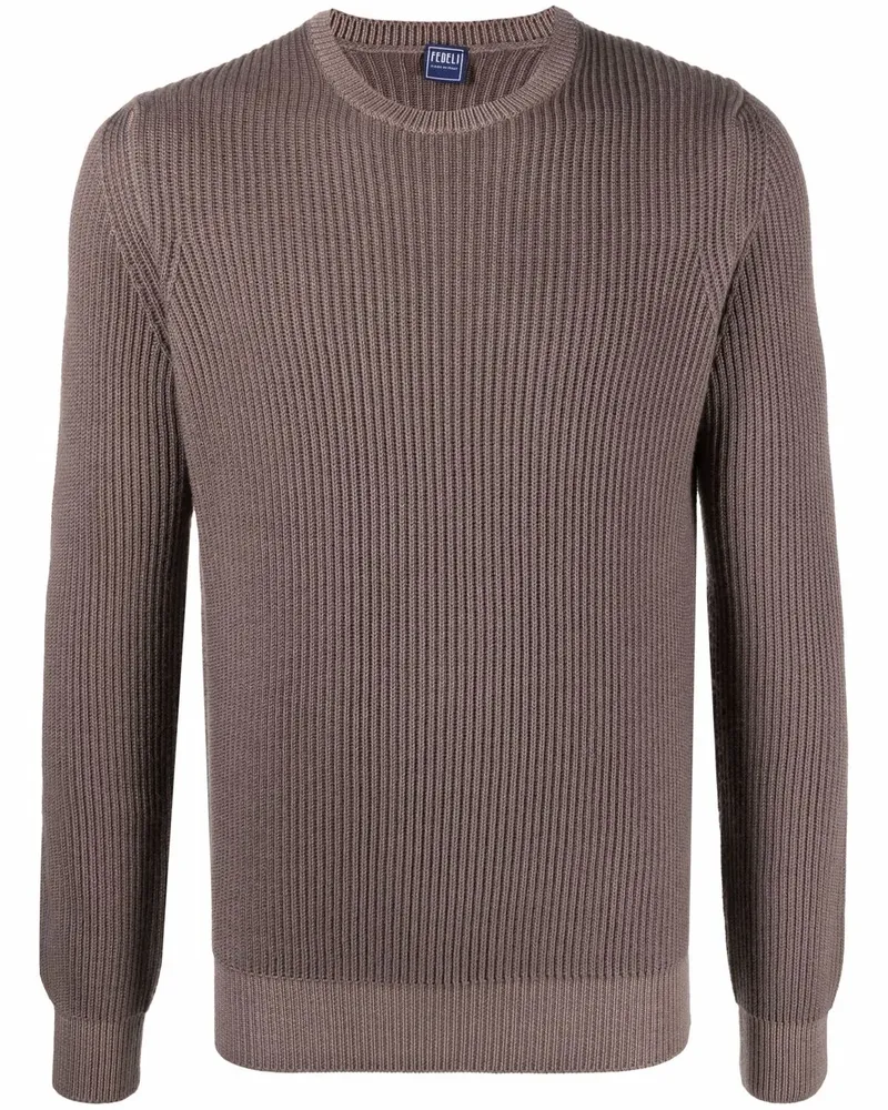 Fedeli Fein gestrickter Pullover - Braun Braun