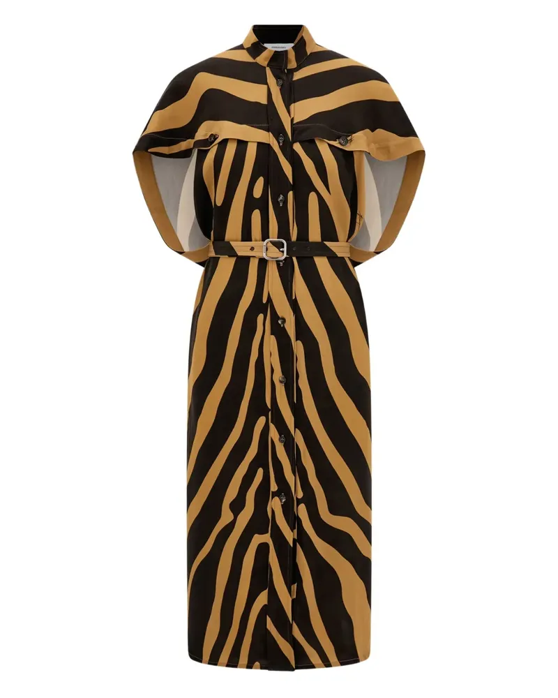 Ferragamo Twill-Minikleid mit Gürtel - Braun Braun