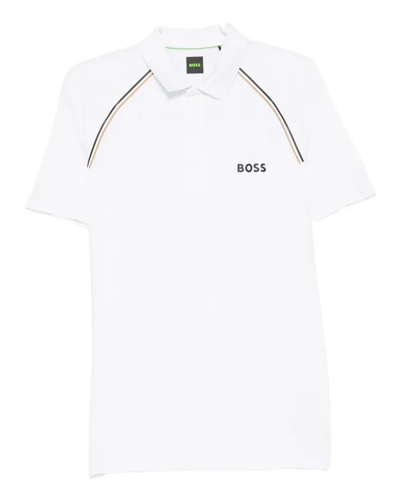 HUGO BOSS logo striped polo shirt - Weiß Weiß