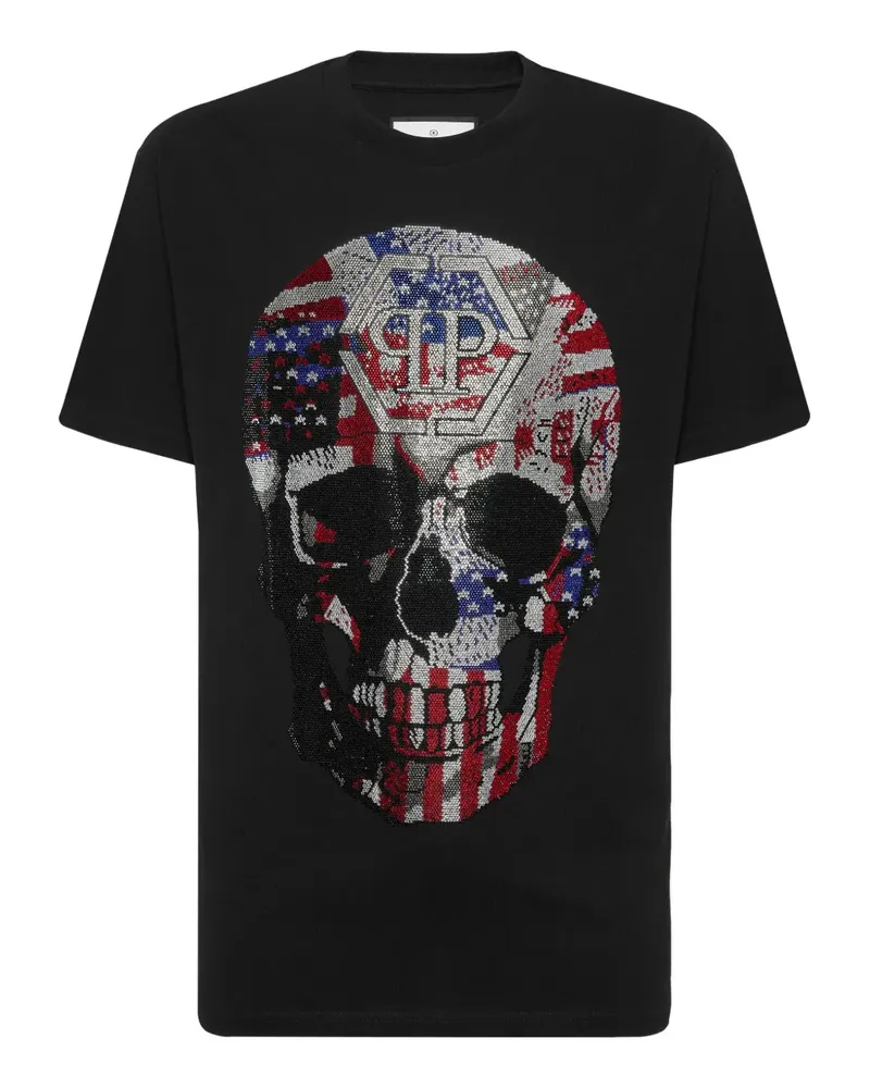 Philipp Plein T-Shirt mit grafischem Totenkopf - Schwarz Schwarz
