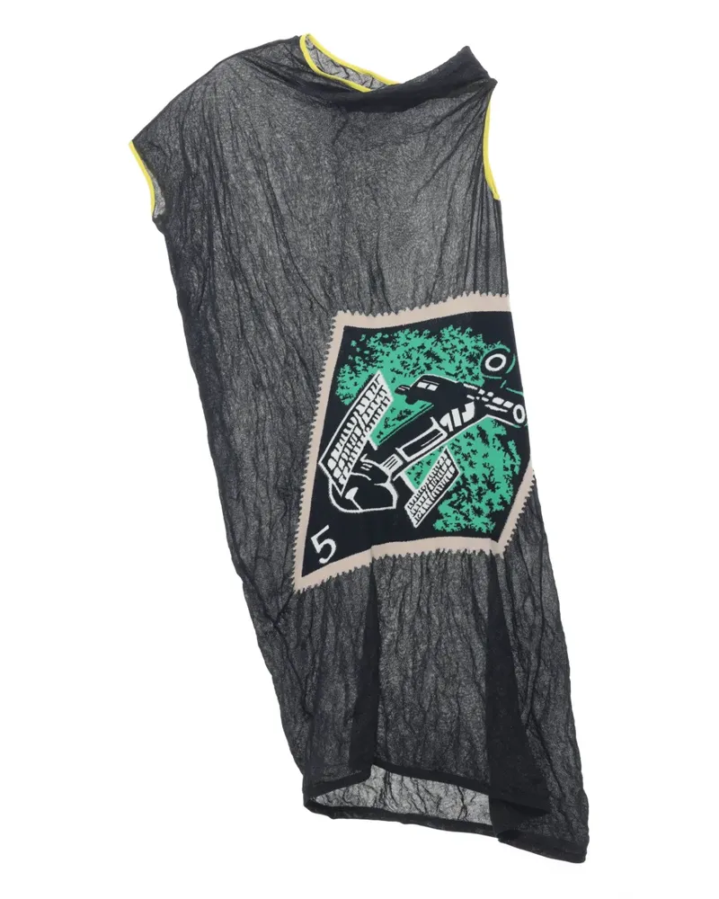 KIKO KOSTADINOV Asymmetrisches Satellite Kleid mit grafischem Print - Schwarz Schwarz
