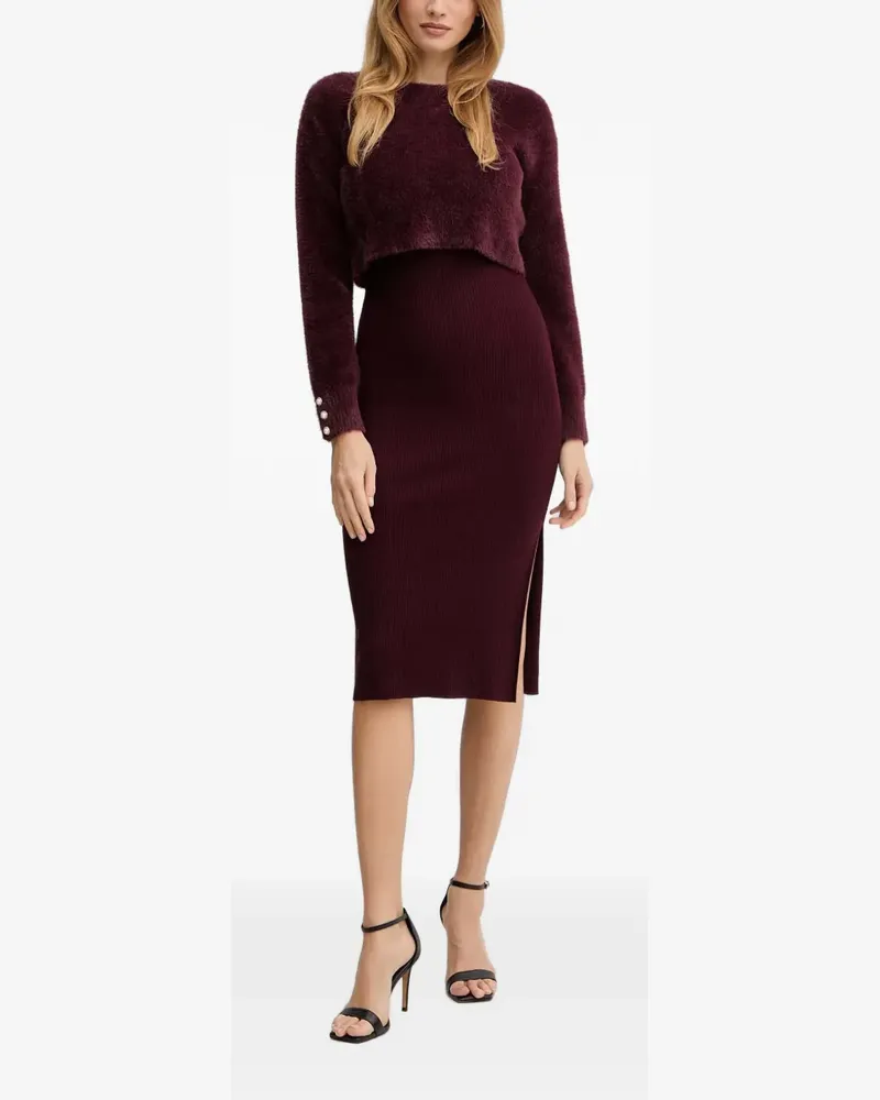 Morgan Set aus Pullover und Midikleid mit Perlen - Rot Rot