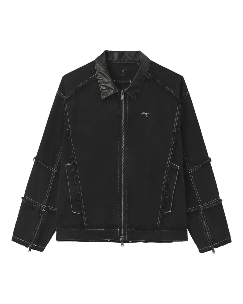 FIVE CM Jeansjacke mit ungesäumten Kanten - Schwarz Schwarz