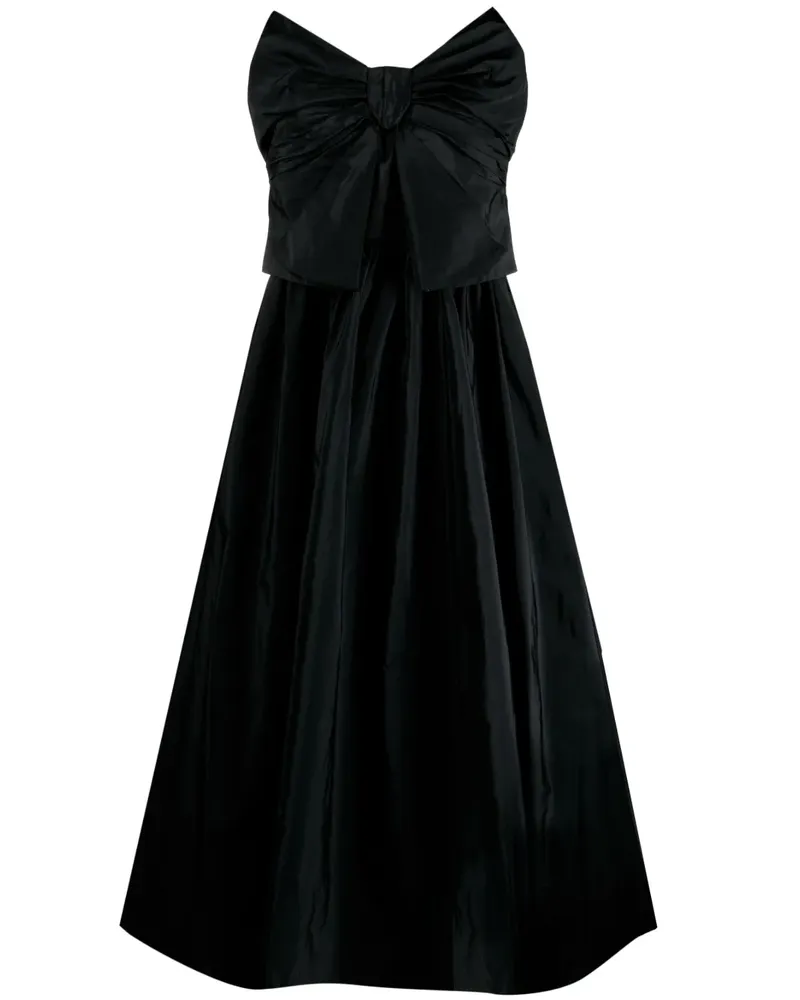 RED Valentino Schulterfreies Kleid mit Blumen-Print - Schwarz Schwarz