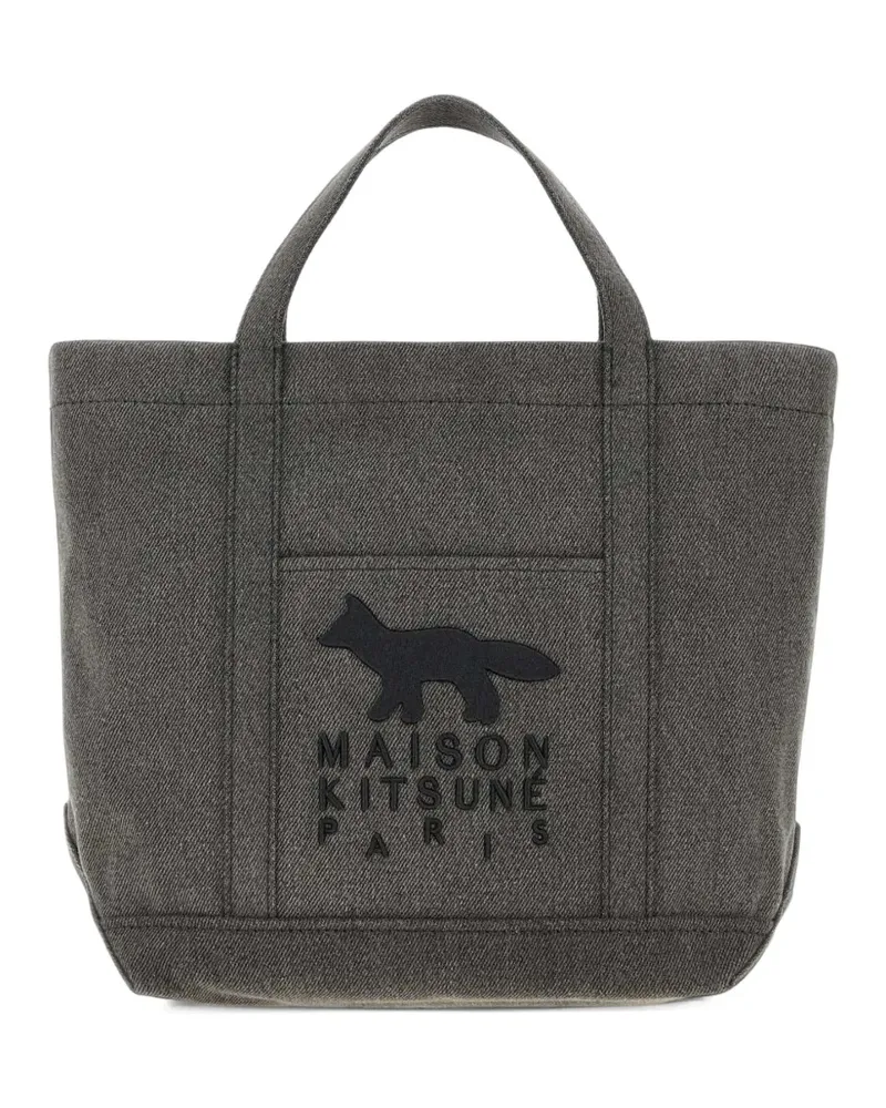 Kitsuné Shopper aus Canvas mit Logo-Patch - Schwarz Schwarz