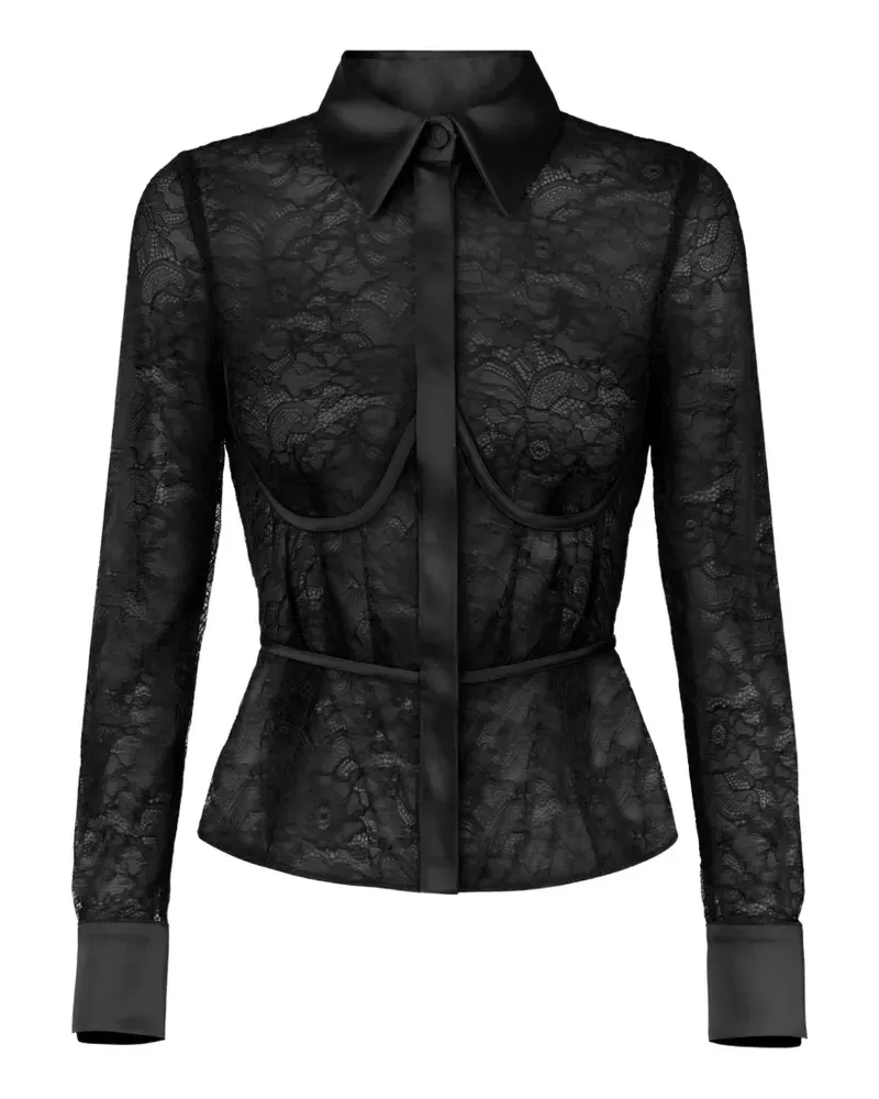 Elisabetta Franchi shirt in floral lace - Schwarz Schwarz