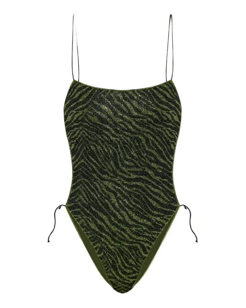 Oséree Badeanzug mit Zebra-Print - Grün Grün