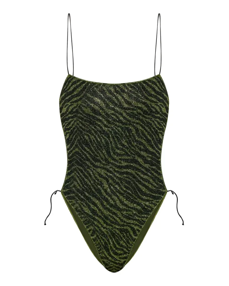 Oséree Badeanzug mit Zebra-Print - Grün Grün
