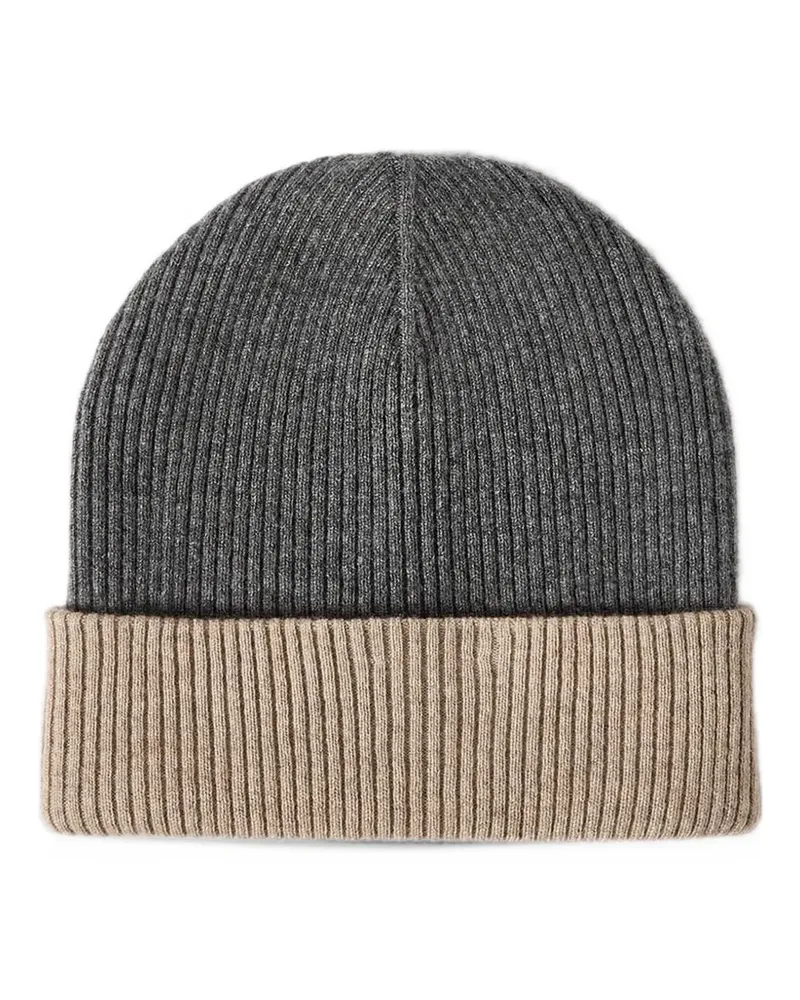 Brunello Cucinelli Gerippte Strickmütze - Grau Grau