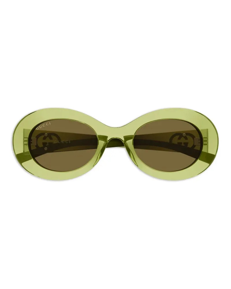 Gucci Interlocking G oval-frame sunglasses - Grün Grün