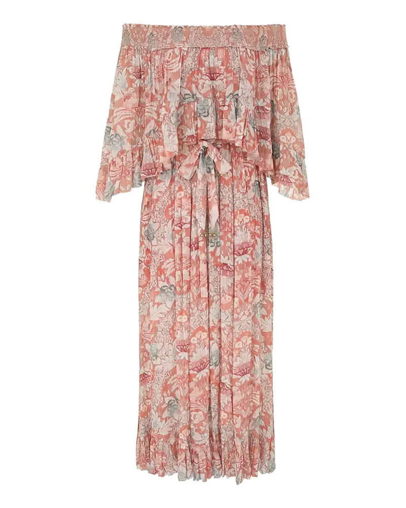 Zimmermann off-shoulder ruffled maxi dress - Rosa Rosa
