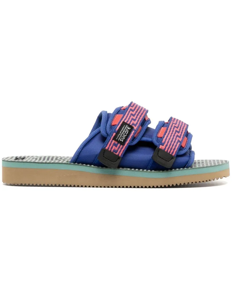 SUICOKE Moto Jacquard-Sandalen mit Klettverschluss - Blau Blau