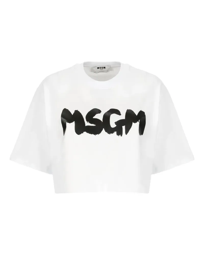 MSGM T-Shirt mit Logo-Print - Weiß Weiß