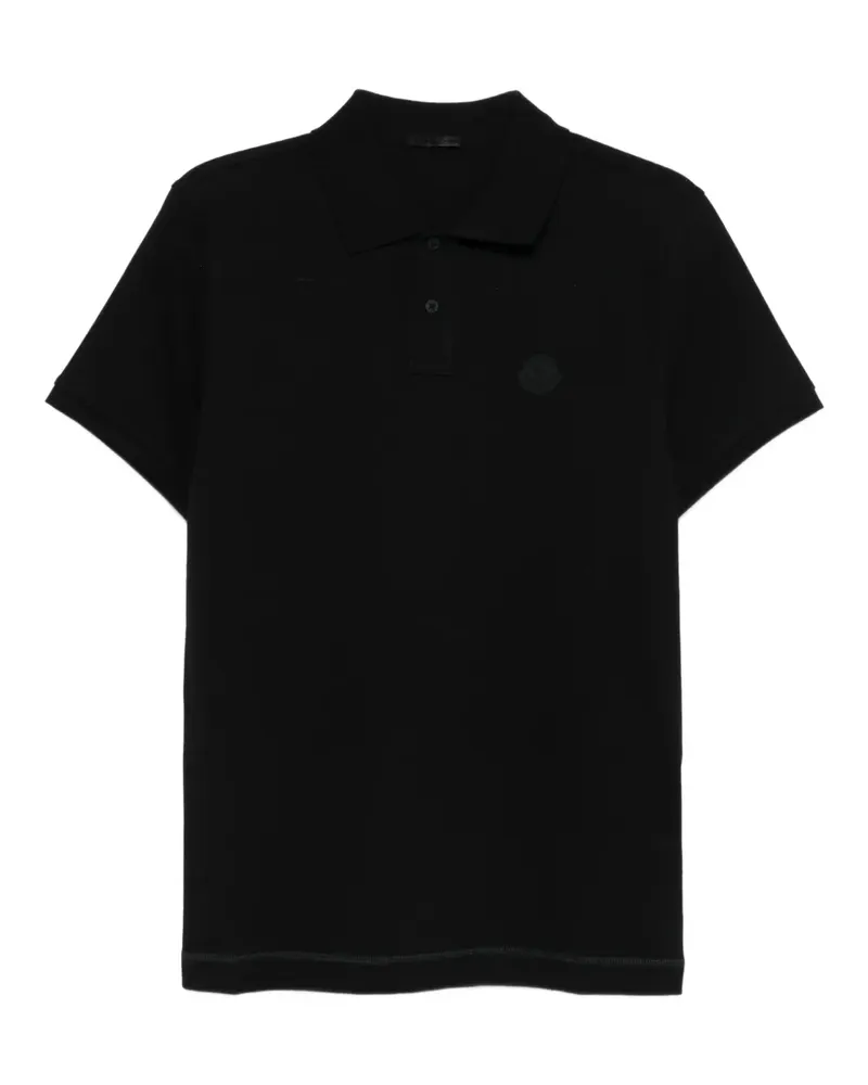Moncler Poloshirt mit Logo-Schild - Schwarz Schwarz
