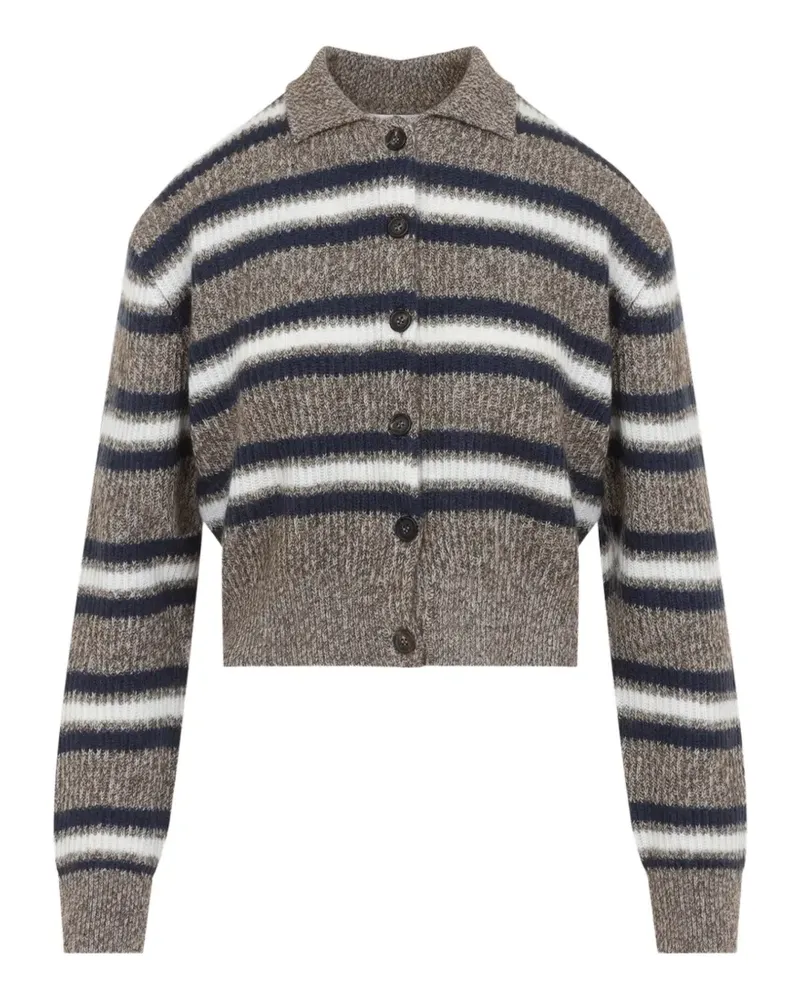 Brunello Cucinelli Gestreifter Cardigan mit Knöpfen - Braun Braun