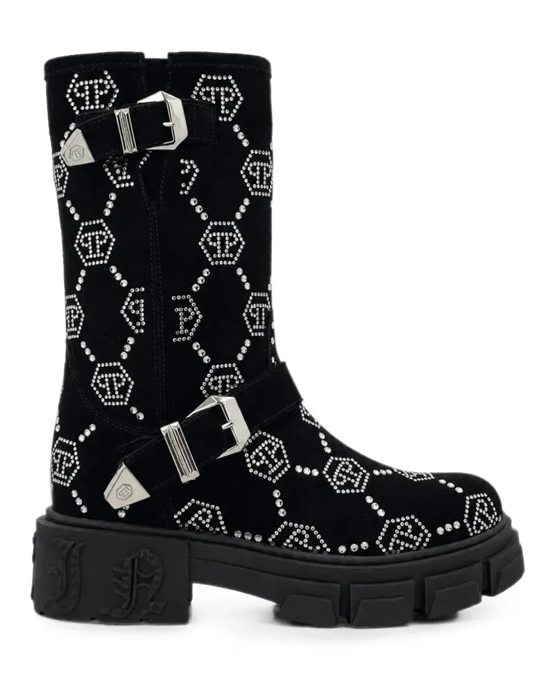 Philipp Plein Monogram strass-embellished boots - Schwarz Schwarz