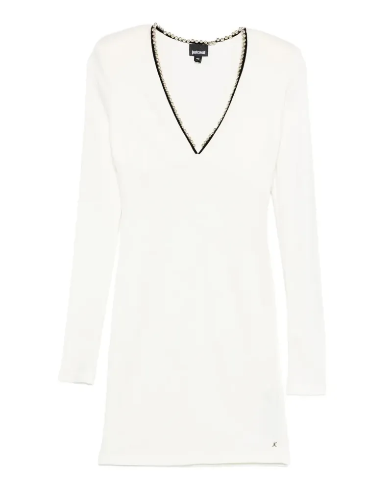 Just Cavalli Perlenkleid mit V-Ausschnitt - Weiß Weiß