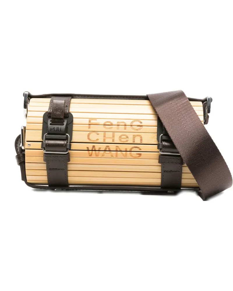 Feng Chen Wang cylindrical bamboo shoulder bag - Nude Nude