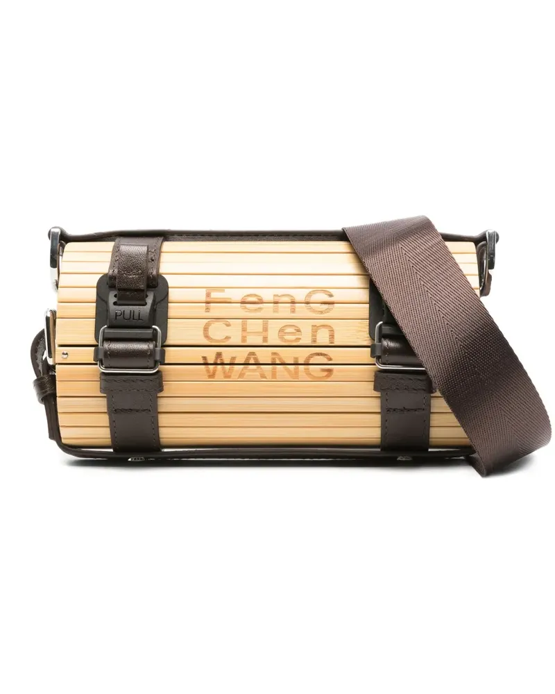 Feng Chen Wang cylindrical bamboo shoulder bag - Nude Nude