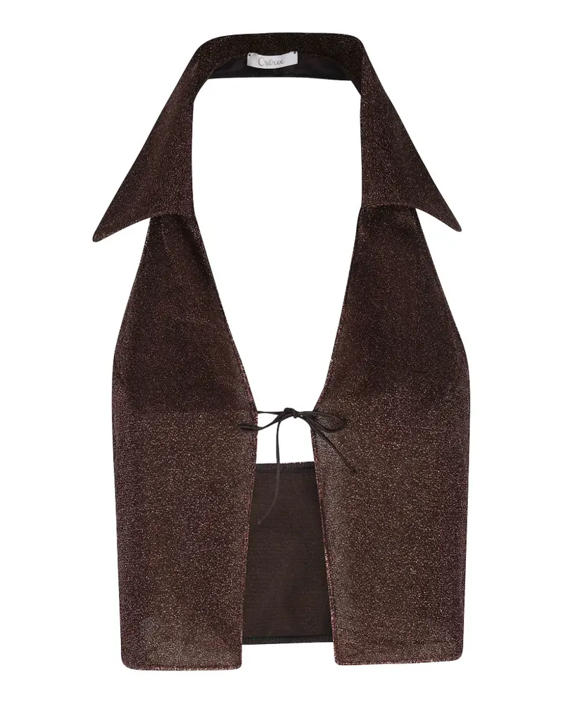 Oséree metallic-effect halterneck crop top - Braun Braun