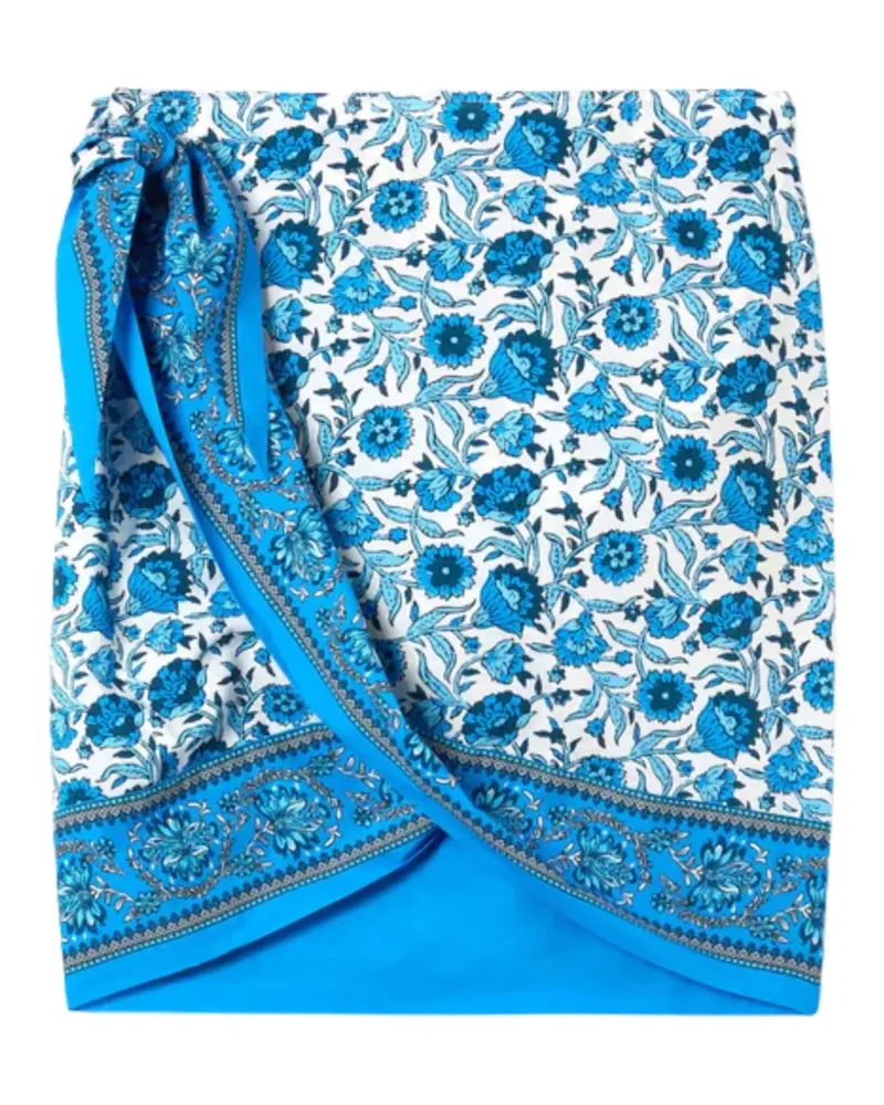 MC2 Saint Barth Angie Pareo Wickelrock mit Blumen-Print - Blau Blau